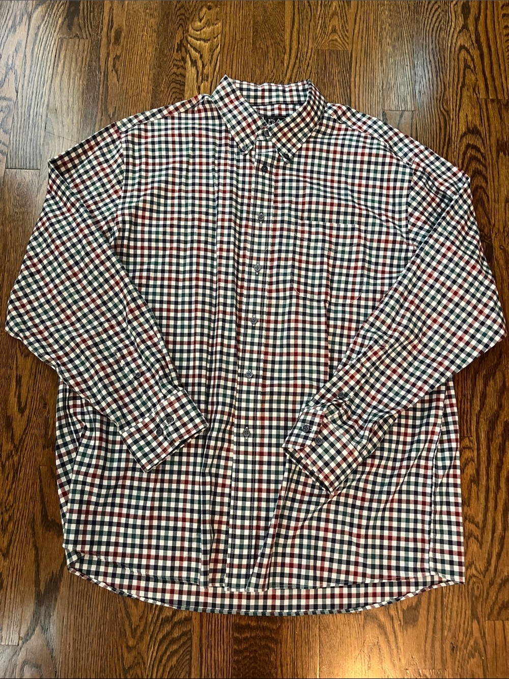 Jos. A. Bank Traveler Gingham Shirt in Red, Navy & Green
